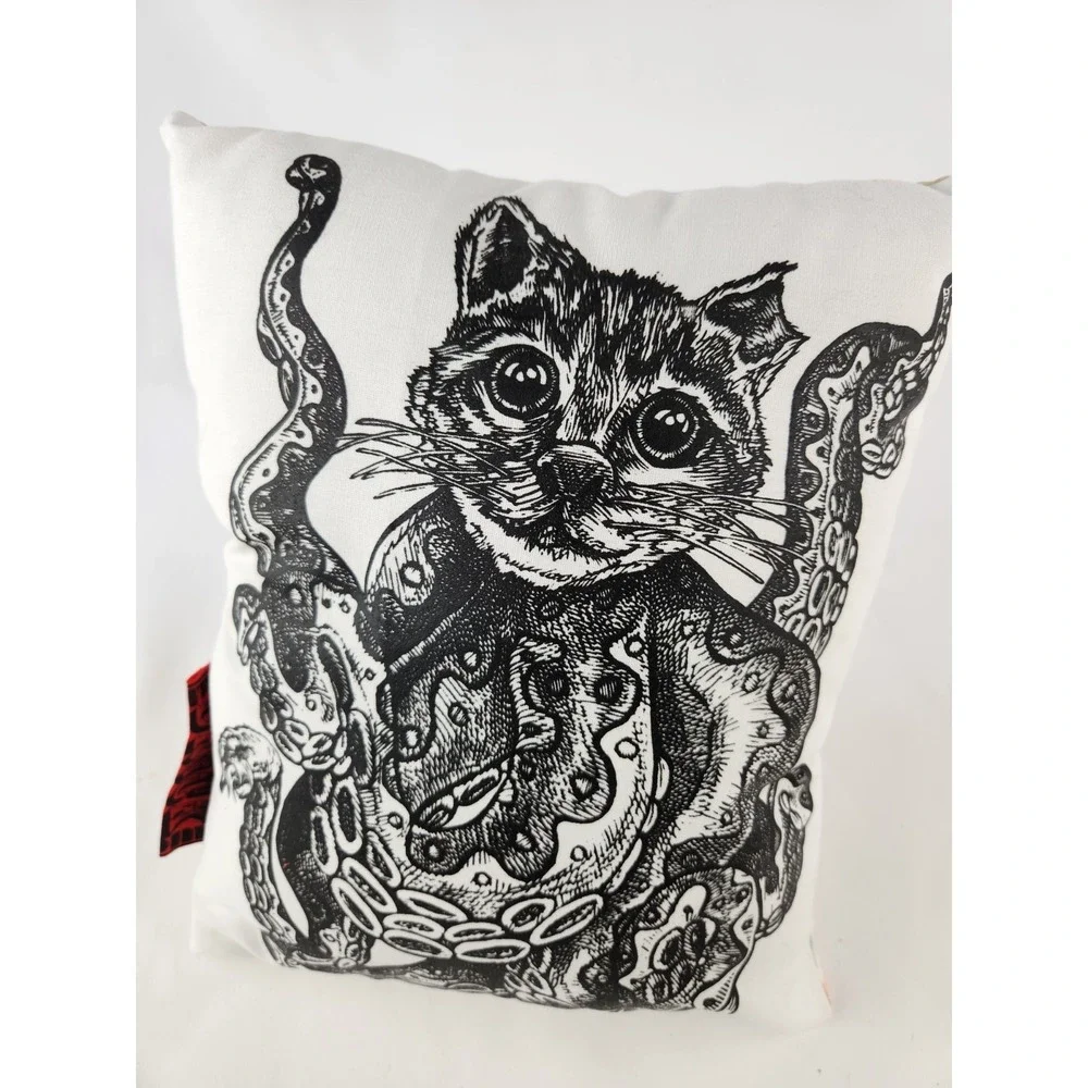 Cathulhu Cat Throw Pillow Kitten Monster Octopussy cthulhu Artist Art Print